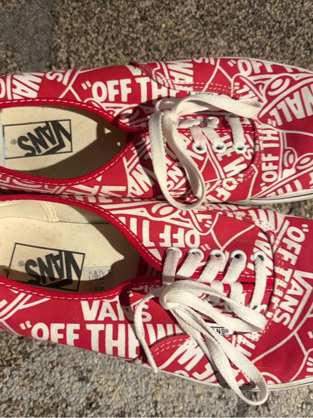 Vans Red Canvas Sneakers with White Logo Print